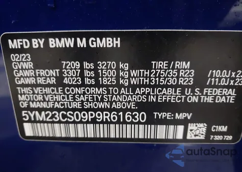 2023 BMW Xm from USA, damaged, VIN 5YM23CS09P9R61630